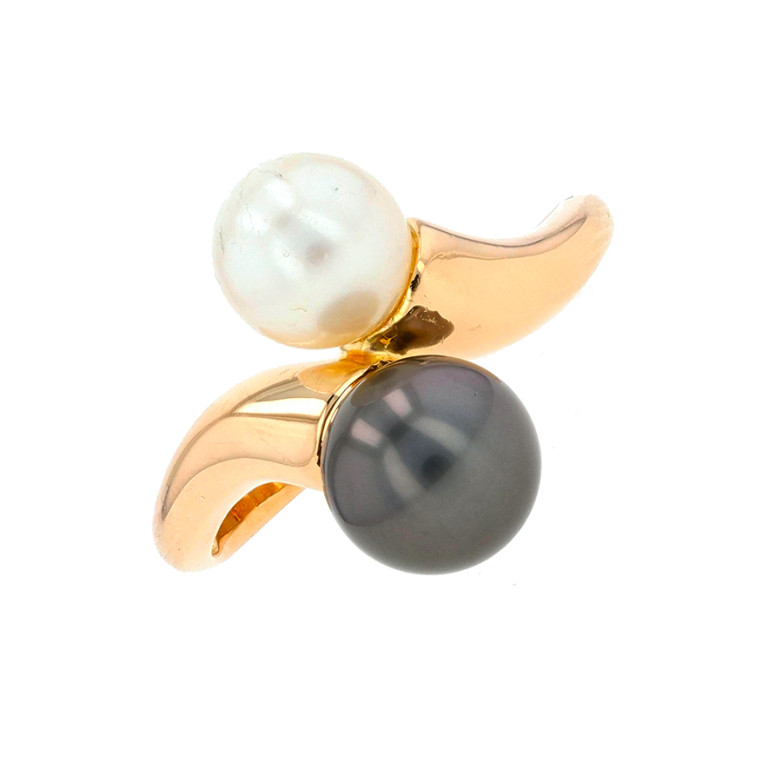 Bague Toi & Moi perles or jaune 4.17g Comme neuf -  reconditionné disponible sur Gemme Les Bijoux